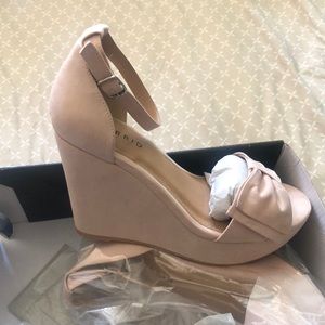 Torrid Shoes bow strap platform nude